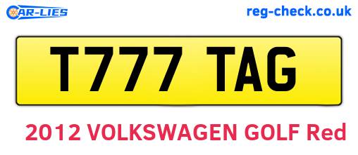 T777TAG are the vehicle registration plates.
