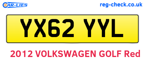 YX62YYL are the vehicle registration plates.