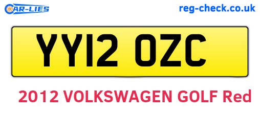 YY12OZC are the vehicle registration plates.