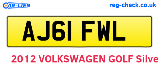 AJ61FWL are the vehicle registration plates.