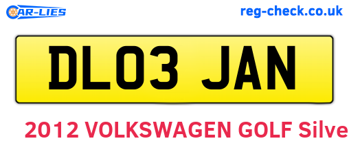 DL03JAN are the vehicle registration plates.