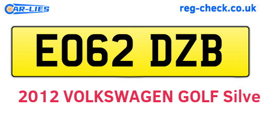 EO62DZB are the vehicle registration plates.