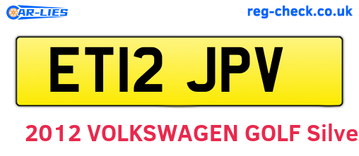 ET12JPV are the vehicle registration plates.