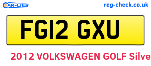 FG12GXU are the vehicle registration plates.