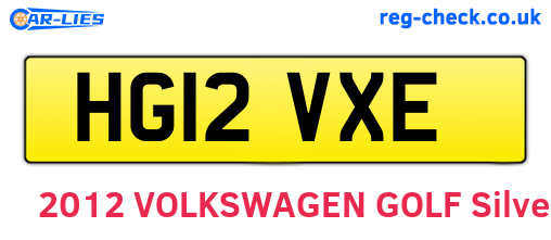 HG12VXE are the vehicle registration plates.