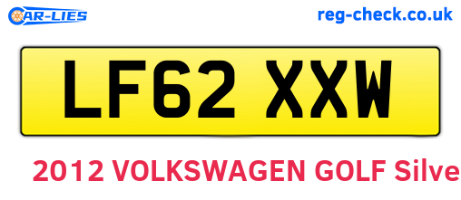 LF62XXW are the vehicle registration plates.