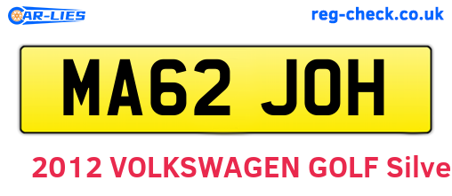 MA62JOH are the vehicle registration plates.