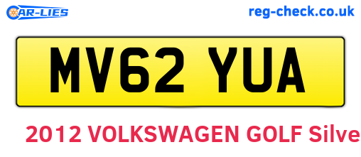 MV62YUA are the vehicle registration plates.