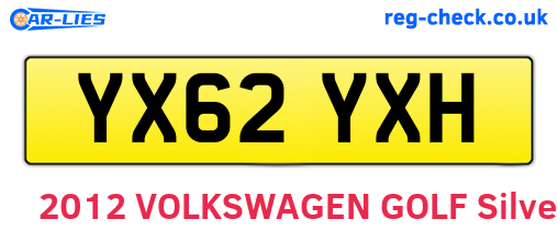 YX62YXH are the vehicle registration plates.