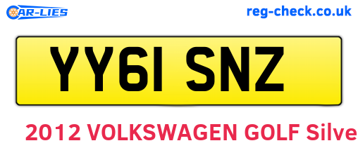 YY61SNZ are the vehicle registration plates.