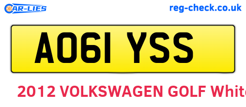 AO61YSS are the vehicle registration plates.