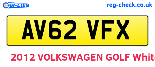 AV62VFX are the vehicle registration plates.