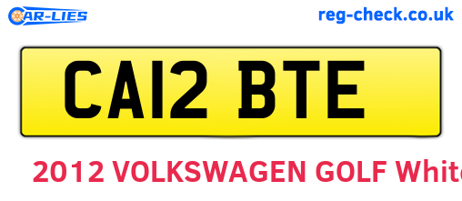 CA12BTE are the vehicle registration plates.