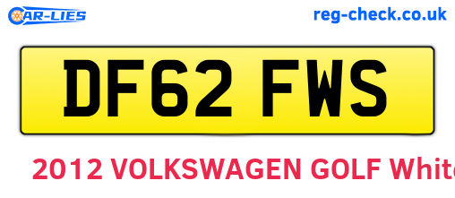 DF62FWS are the vehicle registration plates.