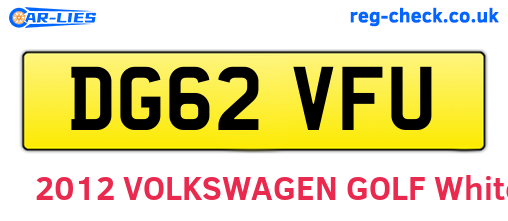 DG62VFU are the vehicle registration plates.