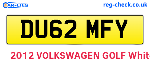 DU62MFY are the vehicle registration plates.