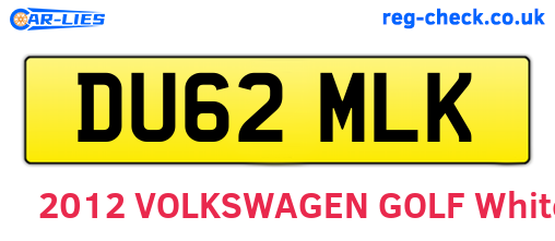 DU62MLK are the vehicle registration plates.