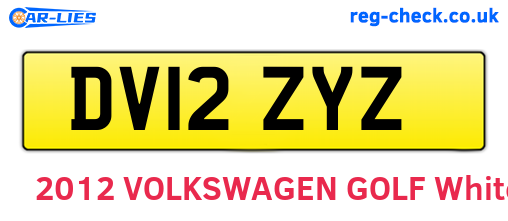 DV12ZYZ are the vehicle registration plates.