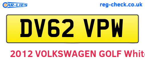 DV62VPW are the vehicle registration plates.