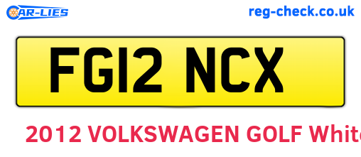 FG12NCX are the vehicle registration plates.