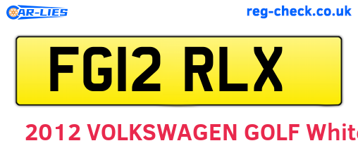 FG12RLX are the vehicle registration plates.