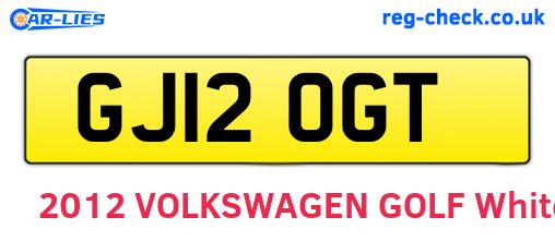 GJ12OGT are the vehicle registration plates.