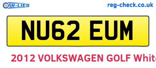 NU62EUM are the vehicle registration plates.
