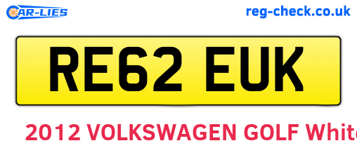 RE62EUK are the vehicle registration plates.