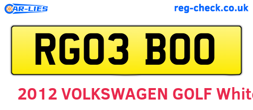 RG03BOO are the vehicle registration plates.
