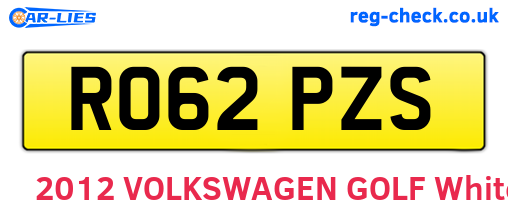 RO62PZS are the vehicle registration plates.