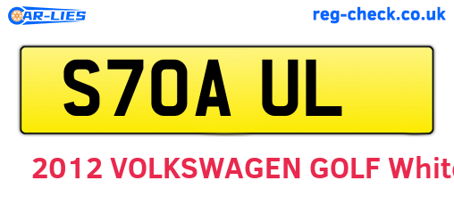 S70AUL are the vehicle registration plates.