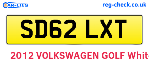 SD62LXT are the vehicle registration plates.