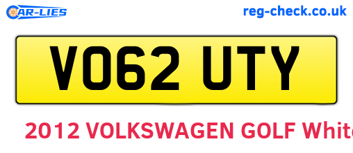 VO62UTY are the vehicle registration plates.