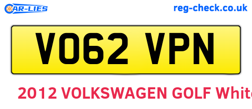 VO62VPN are the vehicle registration plates.