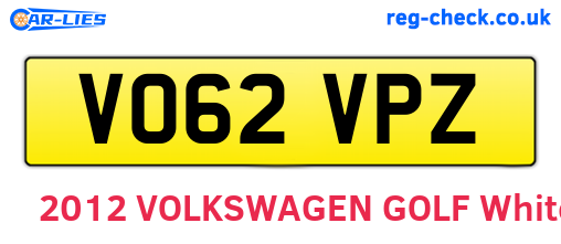 VO62VPZ are the vehicle registration plates.