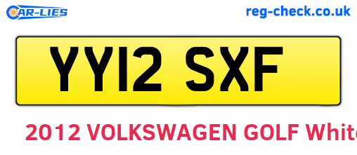 YY12SXF are the vehicle registration plates.