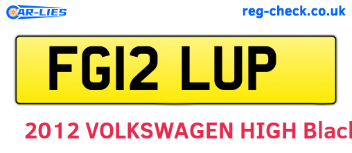FG12LUP are the vehicle registration plates.