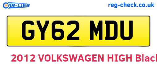 GY62MDU are the vehicle registration plates.