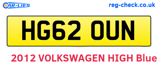 HG62OUN are the vehicle registration plates.