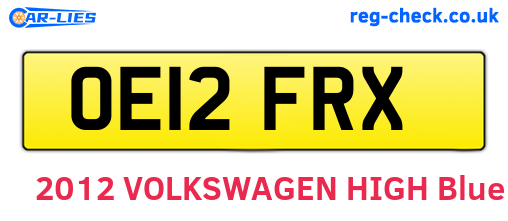 OE12FRX are the vehicle registration plates.