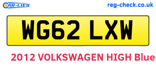 WG62LXW are the vehicle registration plates.