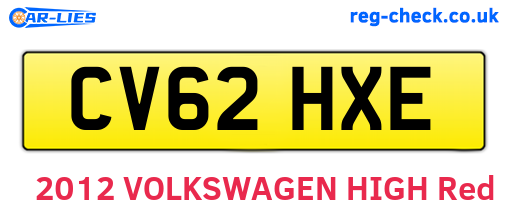 CV62HXE are the vehicle registration plates.