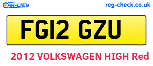 FG12GZU are the vehicle registration plates.