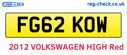 FG62KOW are the vehicle registration plates.