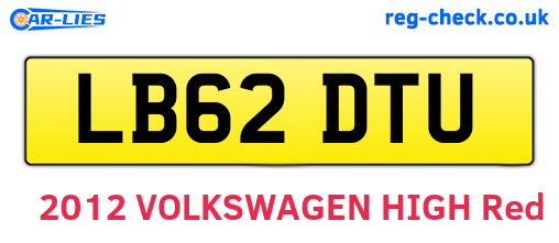 LB62DTU are the vehicle registration plates.