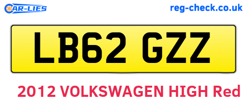 LB62GZZ are the vehicle registration plates.
