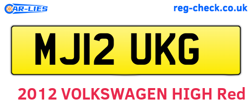 MJ12UKG are the vehicle registration plates.