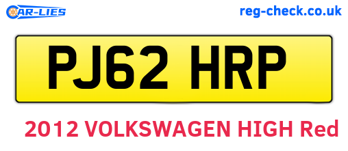 PJ62HRP are the vehicle registration plates.