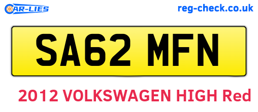 SA62MFN are the vehicle registration plates.