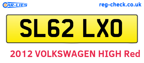 SL62LXO are the vehicle registration plates.